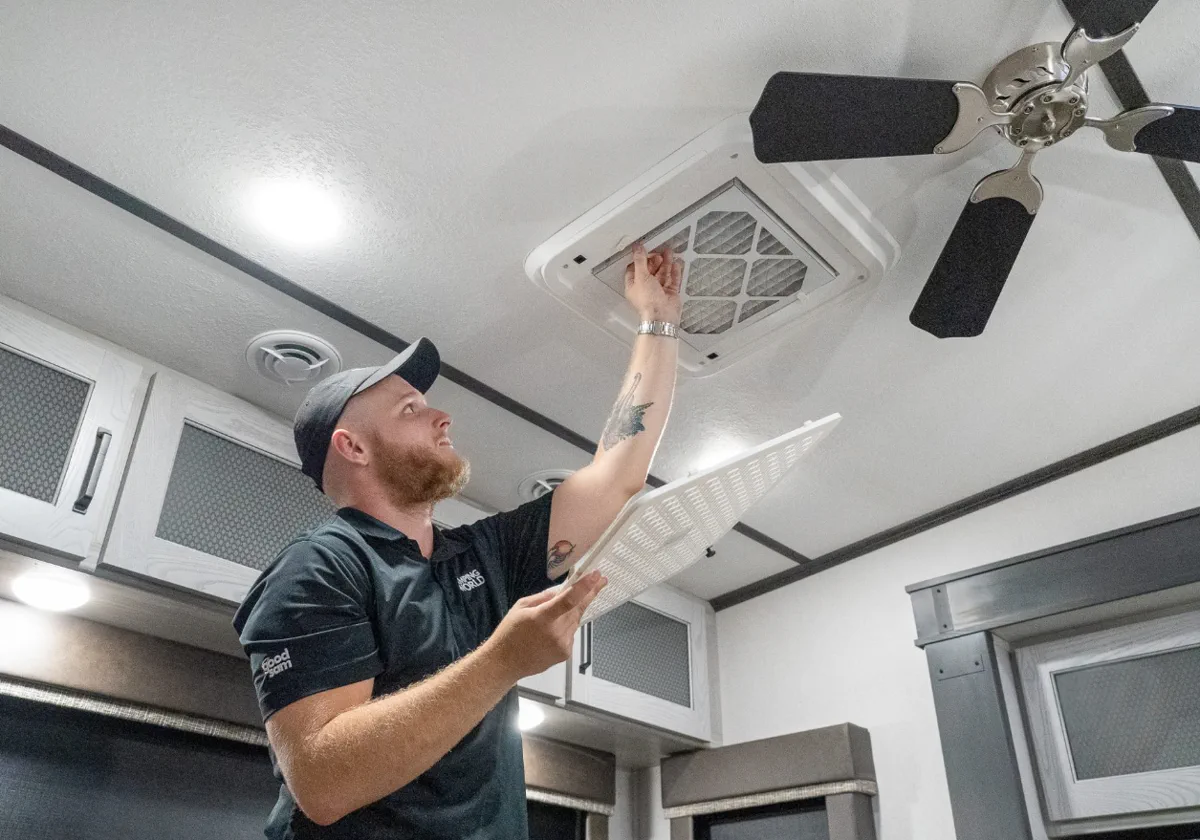 Dicor lap sealant reseal around rooftop AC bezel