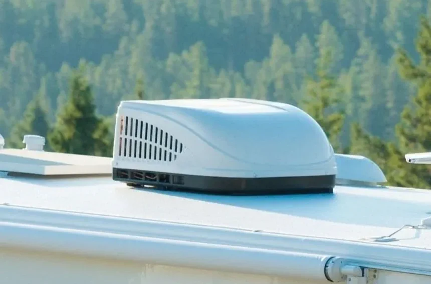 Rooftop AC service on a Class A motorhome in Cedar Park