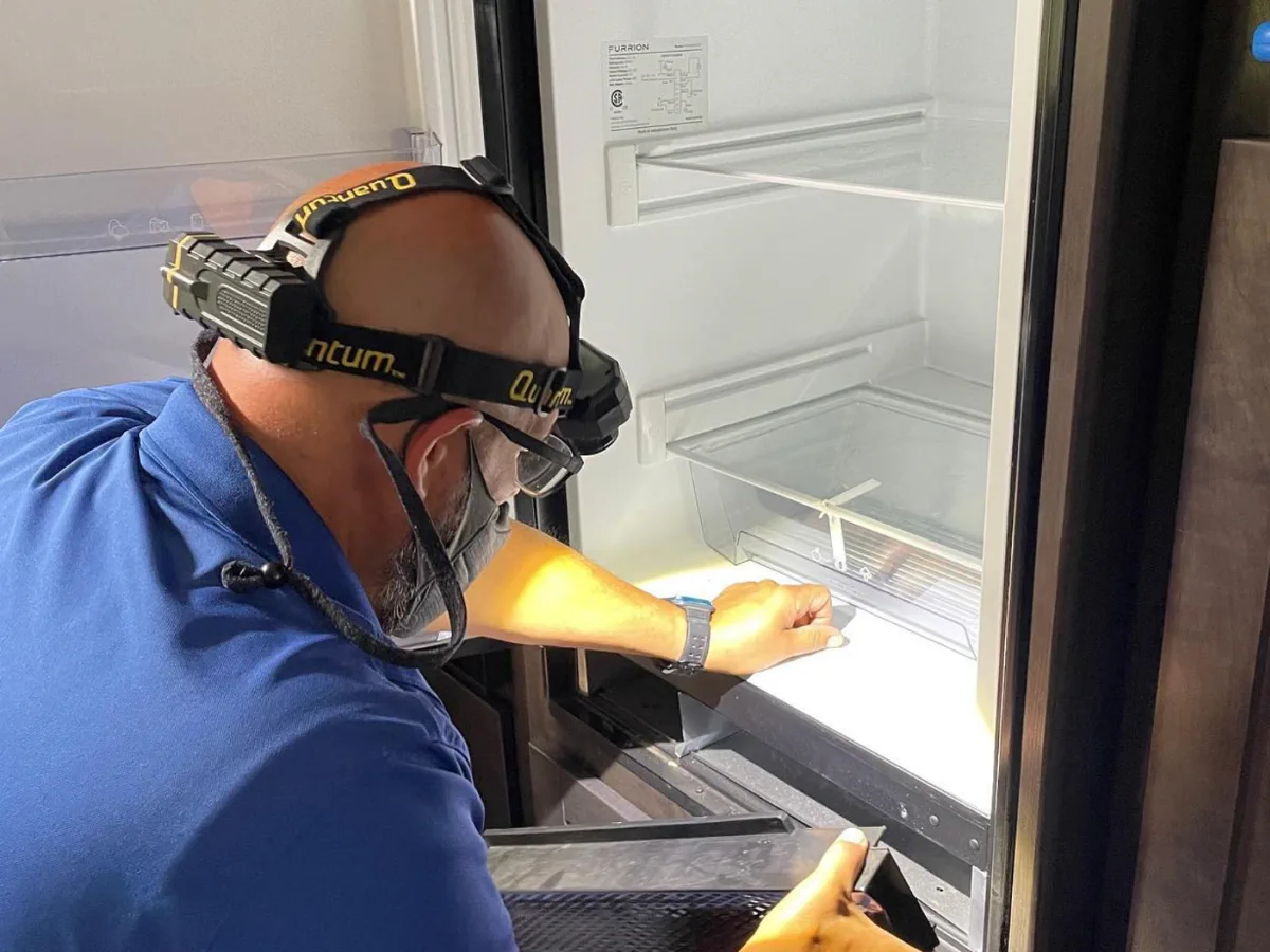 RV microwave replacement on a Class A coach