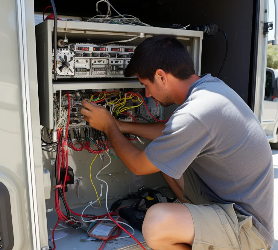 50-amp pedestal load test on-site in Arlington, TX