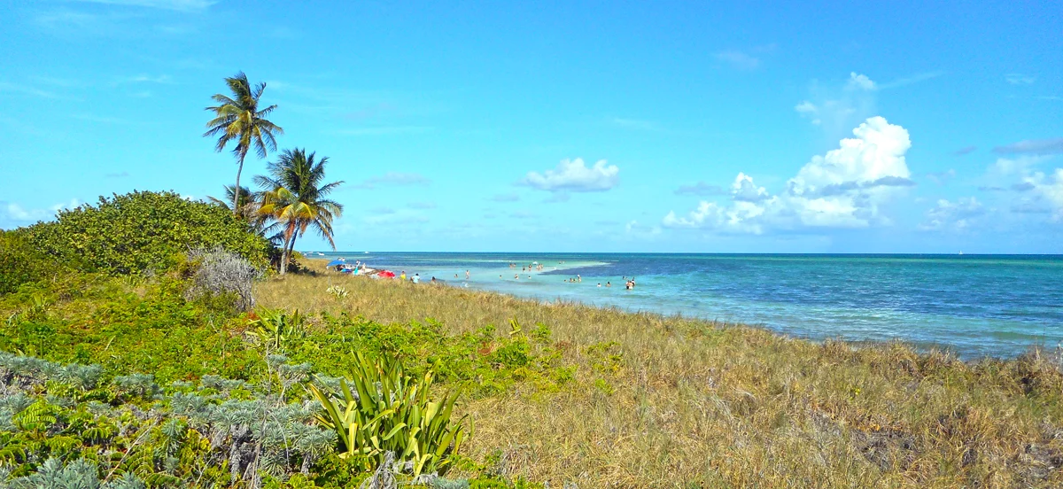 Bahia Honda State Park RV camping with Old Bahia Honda Bridge in background