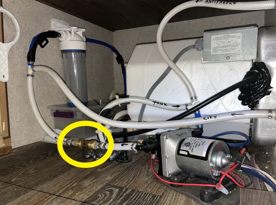 A1 RV Repair pre-purchase plumbing pressure test on a used coach