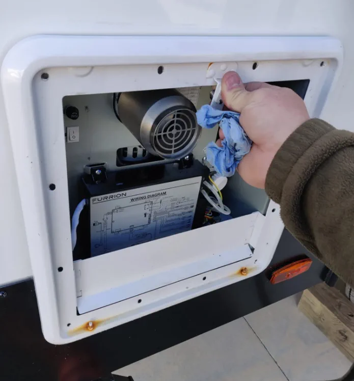 RV winterization antifreeze pump-through