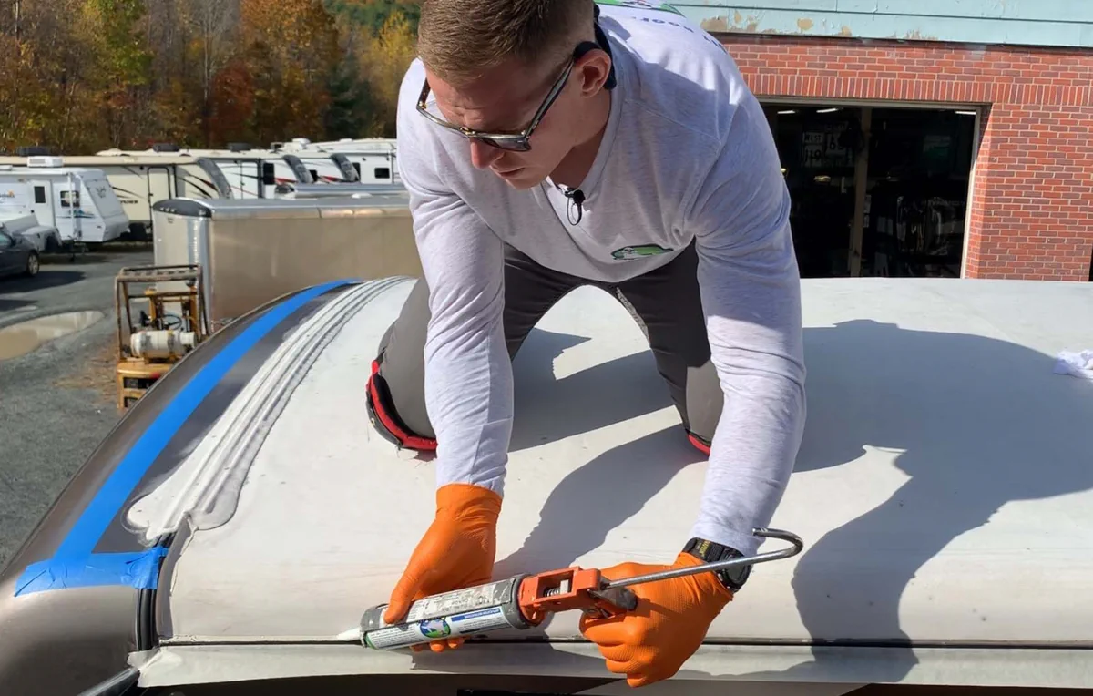 RV roof leak repair and resealing
