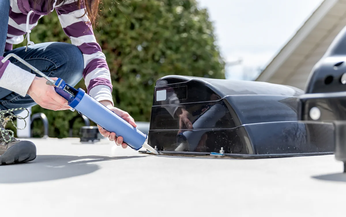 Soft-spot substrate repair on an RV roof that hit end-of-life